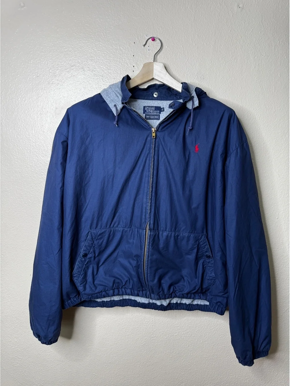 Polo Ralph Lauren Vintage Y2K Jacket Men XL Navy Hooded Fleece Lined [COPY]
